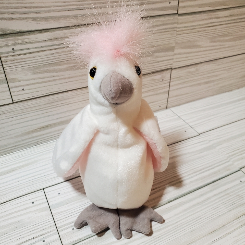 Ty Beanie Babies Kuku Cockatoo Bird - White